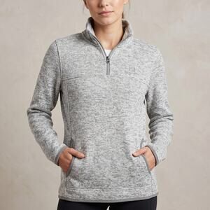 Thread + Supply Women's 1/4 Zip Fleece Pullover Heather Grey Cozy Pockets S